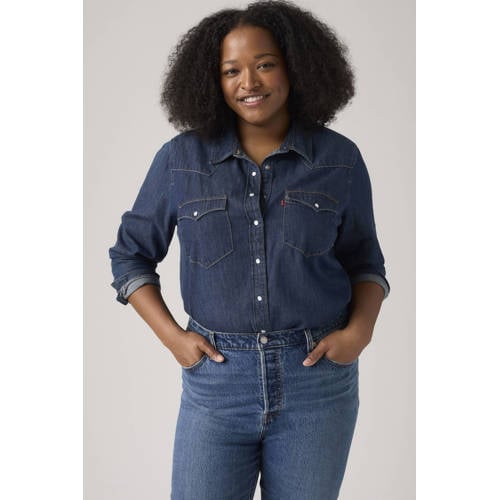 Levi's Plus denim blouse dark blue denim afbeelding