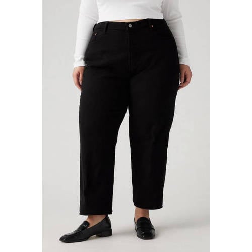 Levi's Plus high waist straight leg jeans black denim afbeelding