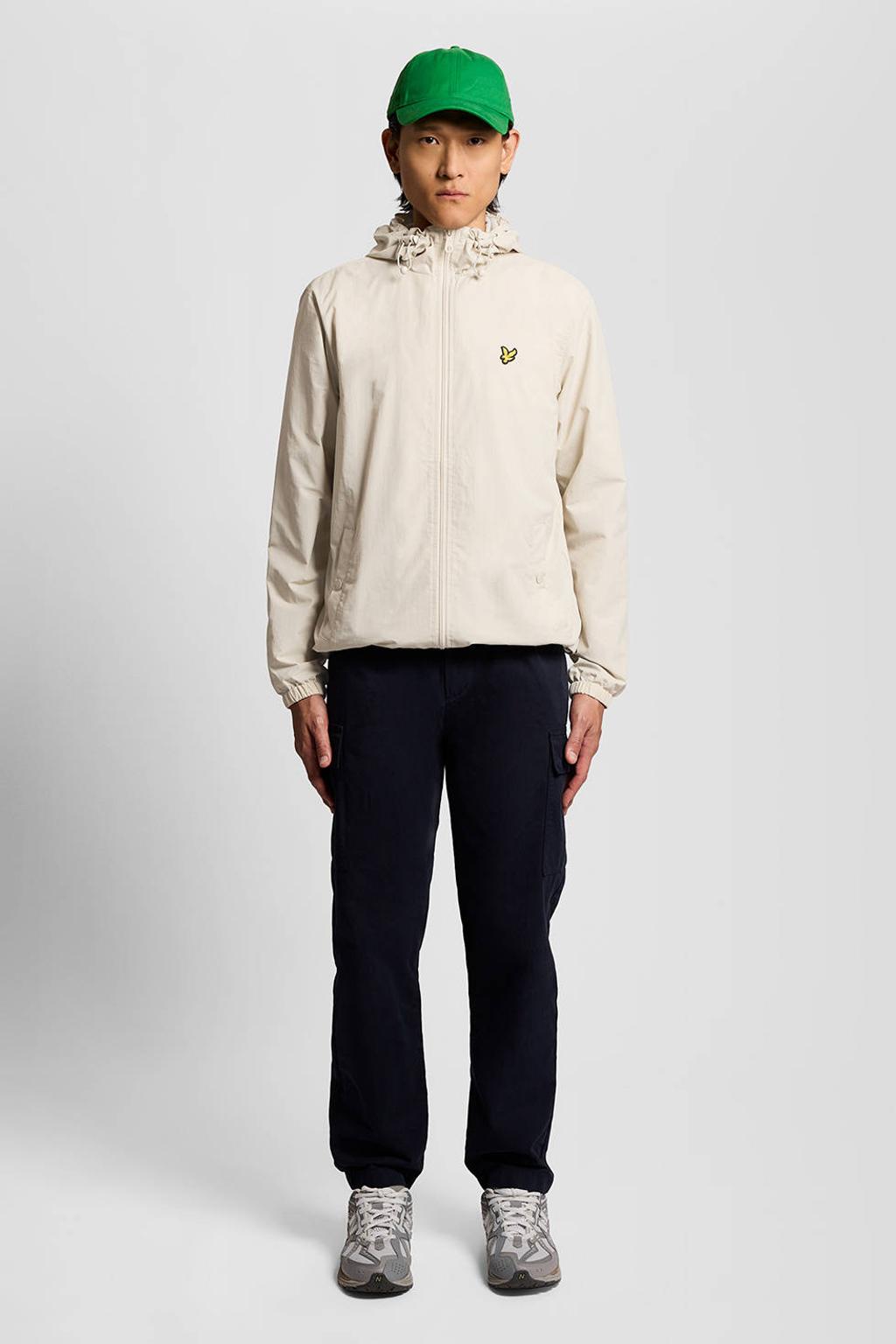Beige heren Lyle & Scott zomerjas van nylon met effen, lange mouwen, capuchon en ritssluiting