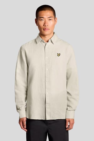 regular casual overhemd met linnen beige