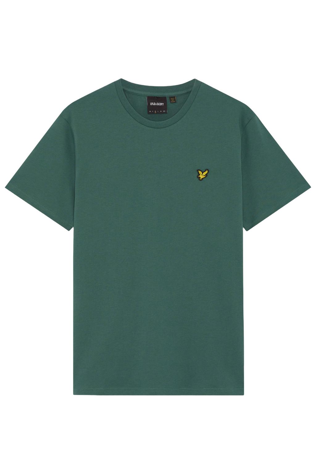 Groene heren Lyle & Scott regular T-shirt van katoen met effen, korte mouwen en ronde hals