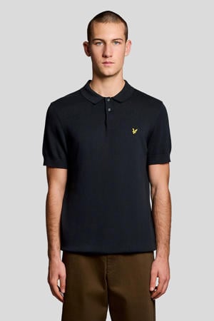 regular polo fijn gebreid donkerblauw