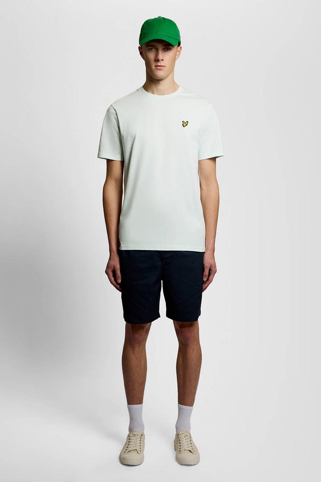 Mintgroene heren Lyle & Scott regular T-shirt van katoen met effen, korte mouwen en ronde hals