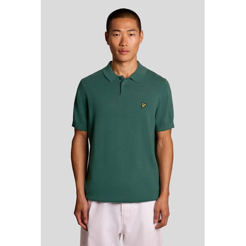Lyle & Scott regular polo fijn gebreid groen afbeelding