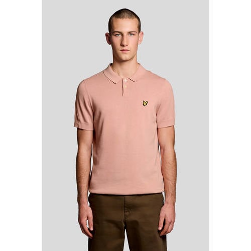 Lyle & Scott regular polo fijn gebreid roze afbeelding