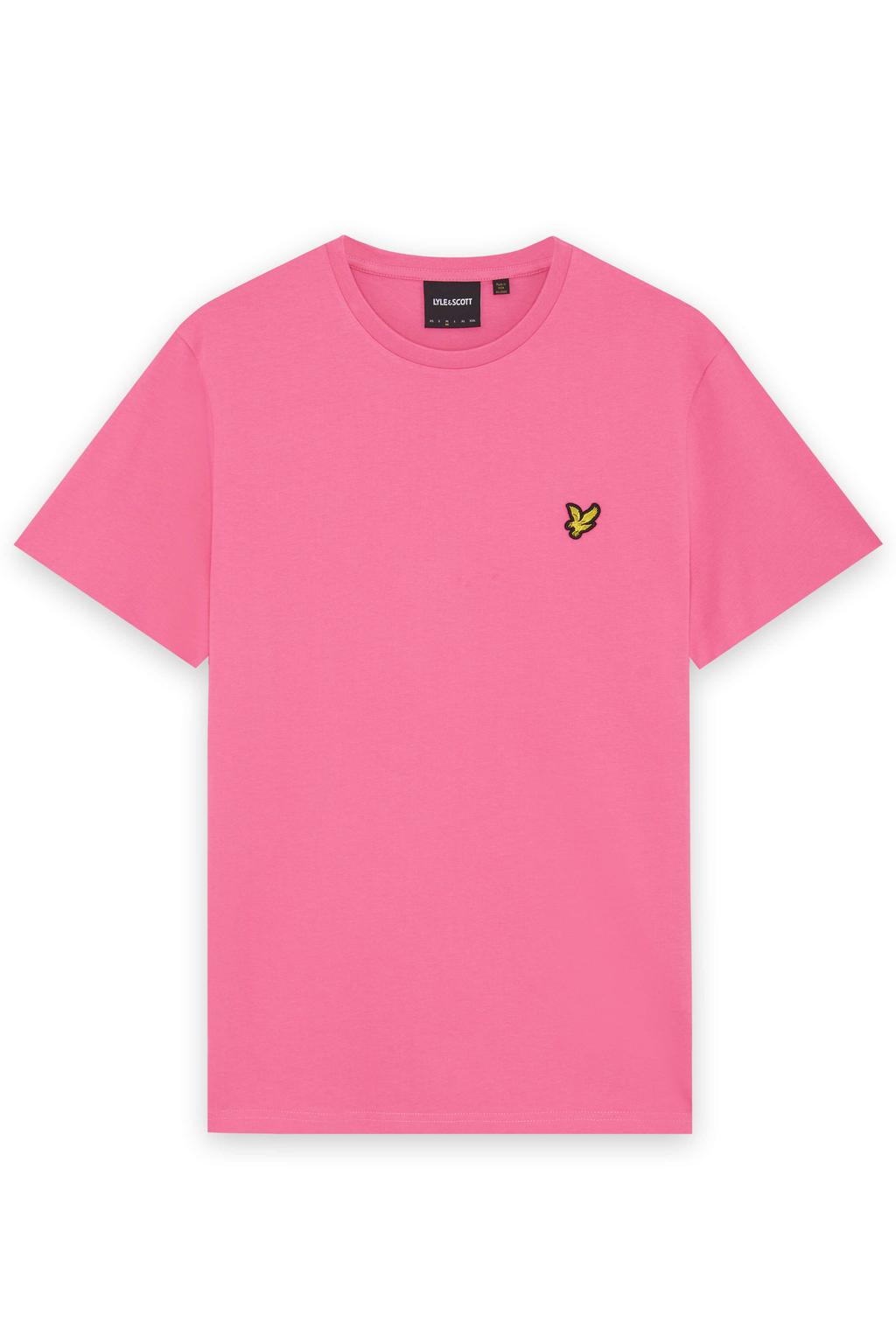 Roze heren Lyle & Scott regular T-shirt van katoen met effen, korte mouwen en ronde hals