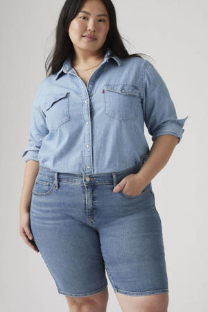 regular waist denim short medium blue denim