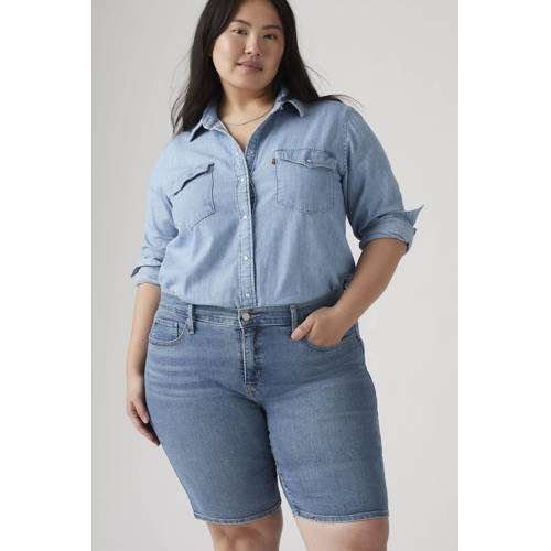 Levi's Plus regular waist denim short medium blue denim afbeelding