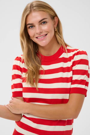 gestreepte top rood fijn gebreid