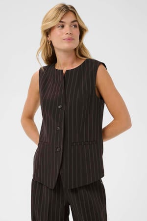 gilet met krijtstreep donkerbruin