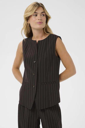 gilet met krijtstreep donkerbruin