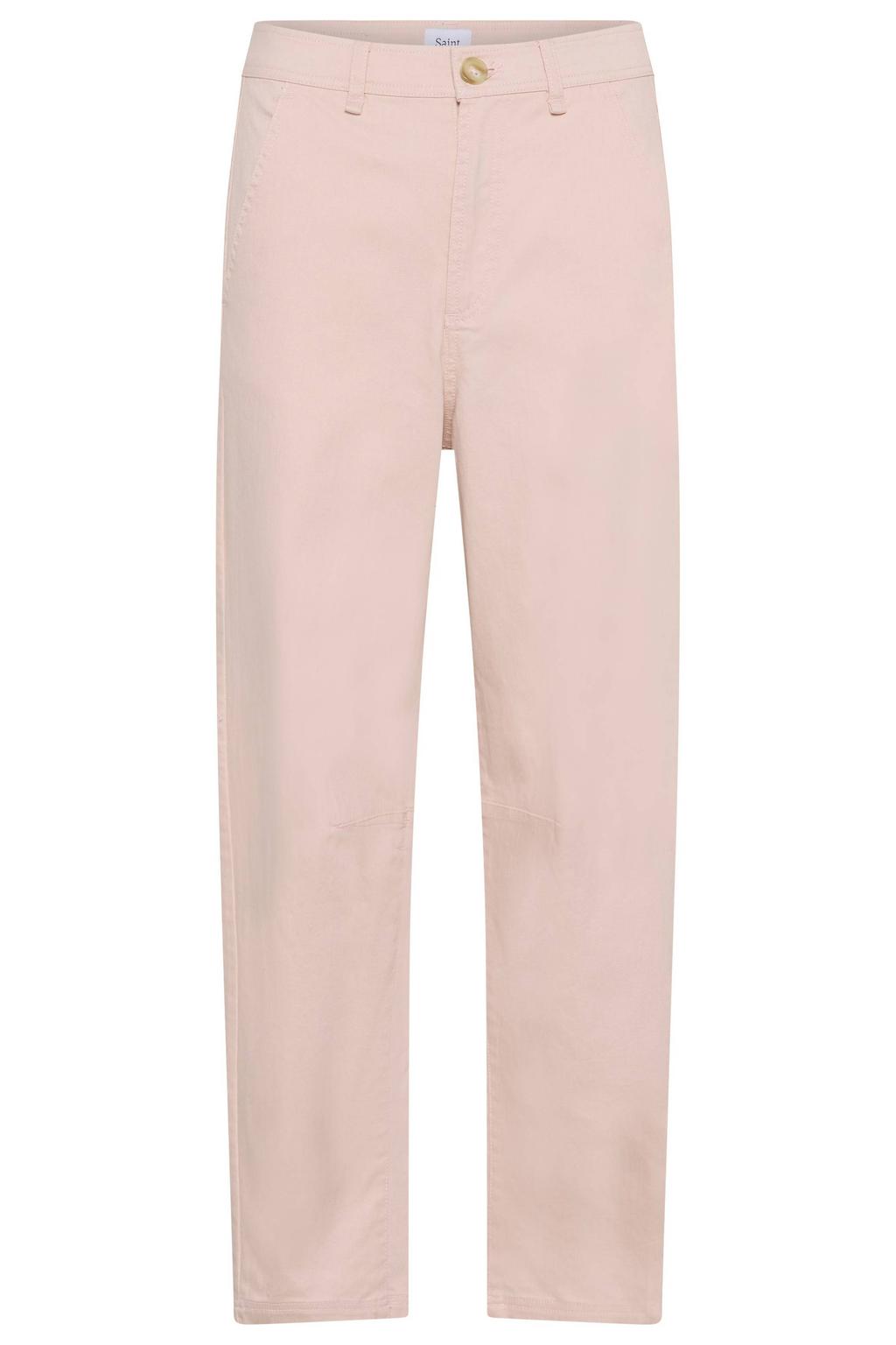 Lichtroze dames Saint Tropez PaudeSZ straight leg jeans van denim met rits- en knoopsluiting en effen