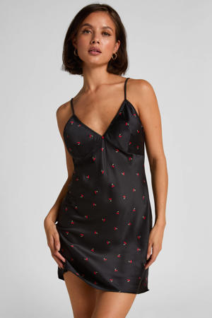 satijnlook slipdress Chelsey zwart