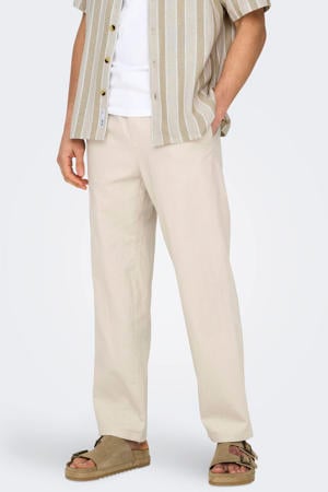 ONSSINUS loose casual broek met linnen beige