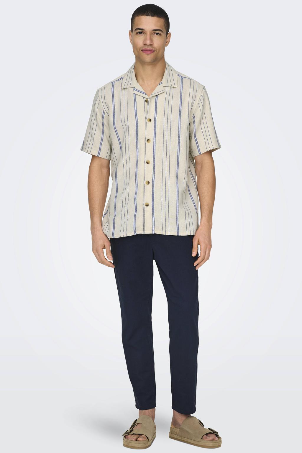 ONLY & SONS ONSLINUS tapered casual broek met linnen