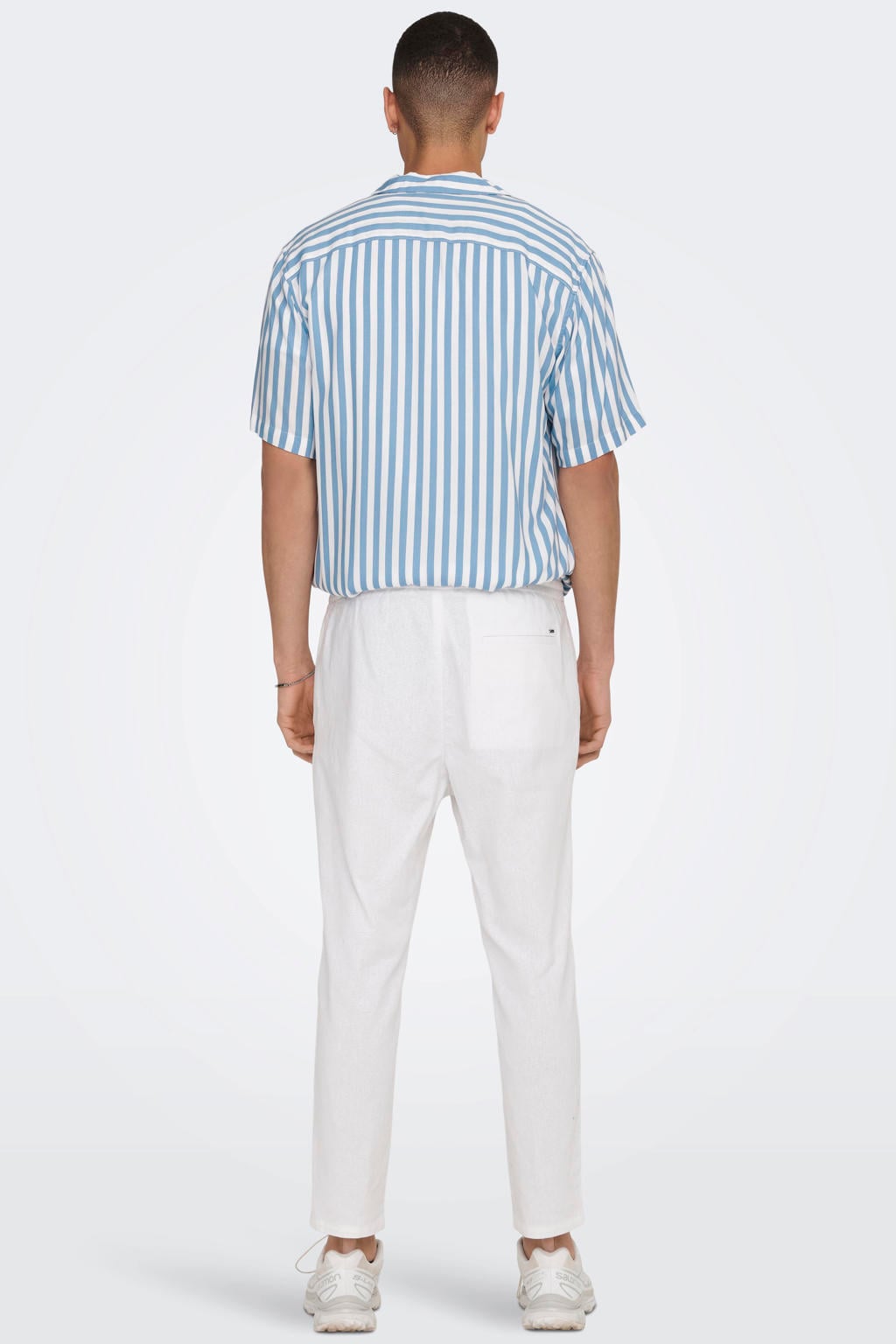 ONLY & SONS ONSLINUS tapered casual broek met linnen wit