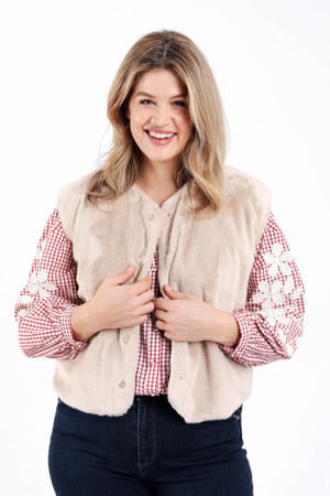 teddy gilet beige