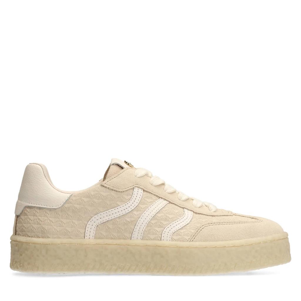 Ecru dames No Stress leren sneakers met veters