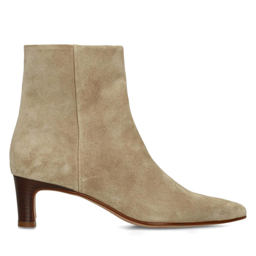 Beige dames Manfield suède enkellaarzen met ritssluiting