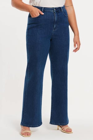 wide leg jeans dark blue denim