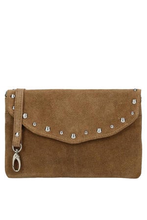 suede clutch bruin