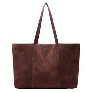 suede shopper donkerrood