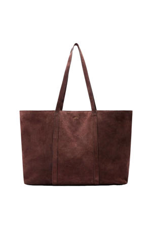 suede shopper donkerrood