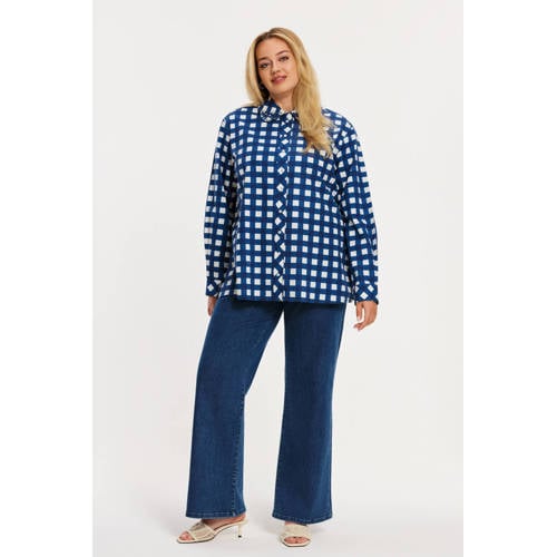YOEK geruit blouse blauw afbeelding