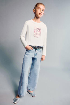 wide leg jeans medium blue denim