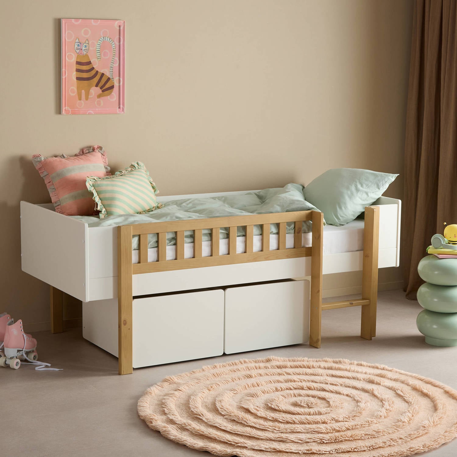 NOUS Kids kinderhalfhoogslaper met lades Seto (90x200 cm)