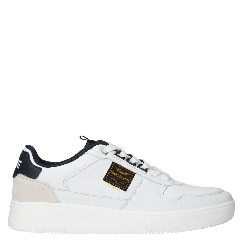 Witte heren PME Legend Gobbler sneakers van imitatieleer met veters