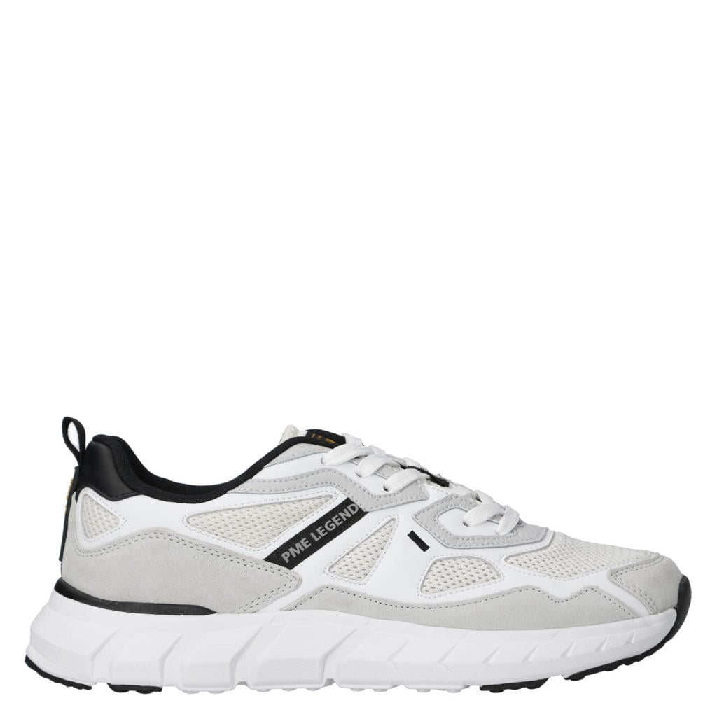Witte heren PME Legend Nightvought sneakers van suède en mesh met veters