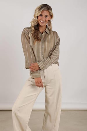 gestreepte blouse beige