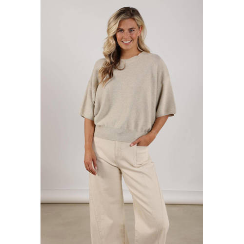 NUKUS pullover beige met glitter afbeelding