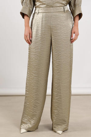 wide leg regular waist broek goud