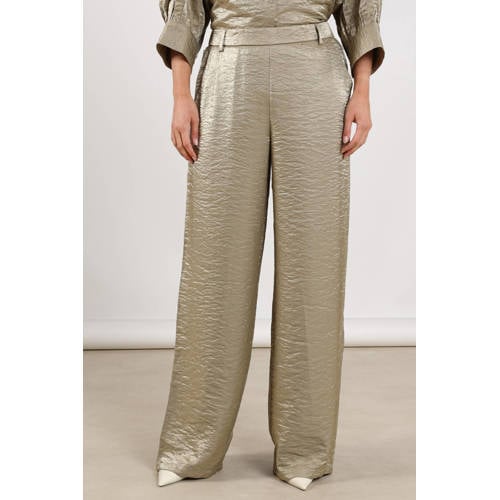 NUKUS wide leg regular waist broek goud afbeelding