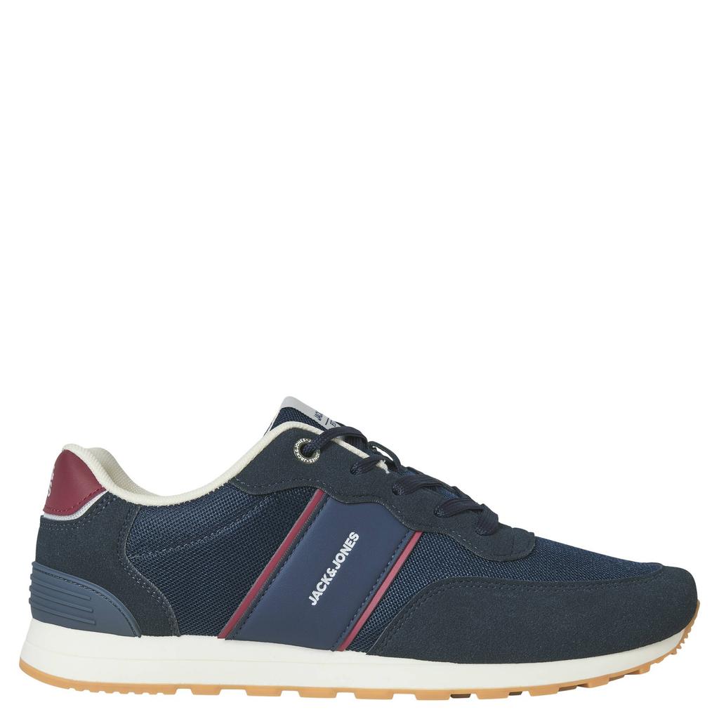 Donkerblauwe heren JACK & JONES Jfwspirit Runner It sneakers van imitatieleer en textiel met veters