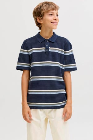 gestreepte polo donkerblauw gebreid