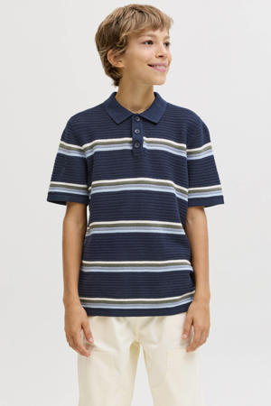 gestreepte polo donkerblauw gebreid