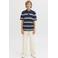 JACK & JONES JUNIOR gestreepte polo donkerblauw gebreid
