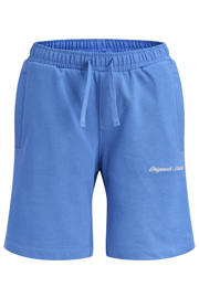 thumbnail: Blauwe jongens JACK & JONES JUNIOR sweatshort van katoen met loose fit, elastische tailleband met koord en tekst print