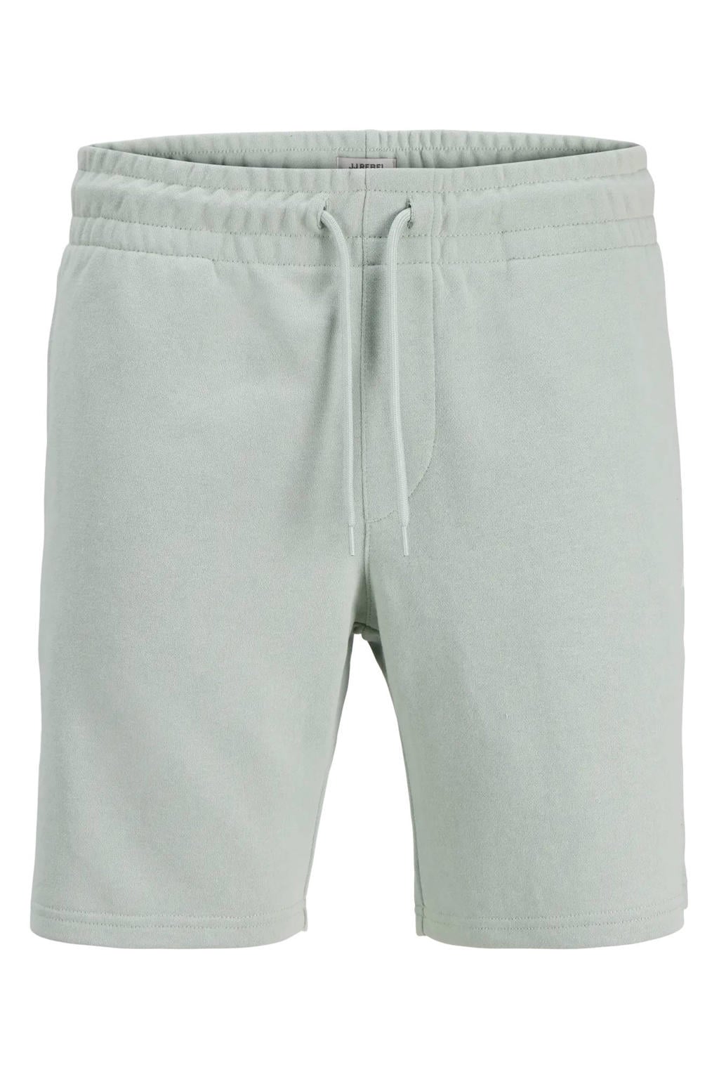 Mintgroene jongens JJ REBEL JUNIOR slim sweatshort met elastische tailleband met koord en effen