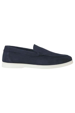 suède loafers donkerblauw