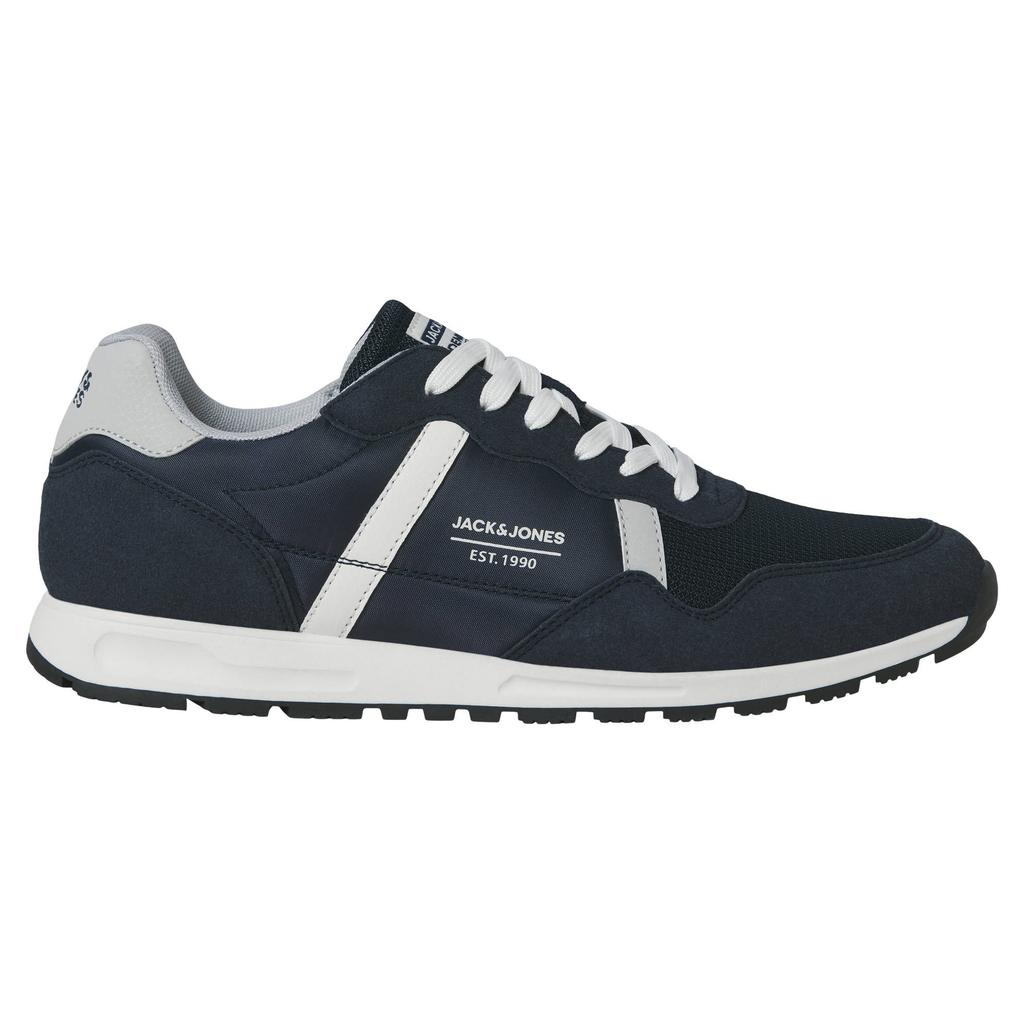 Donkerblauw en witte heren JACK & JONES Jfwharrow sneakers van imitatieleer met veters