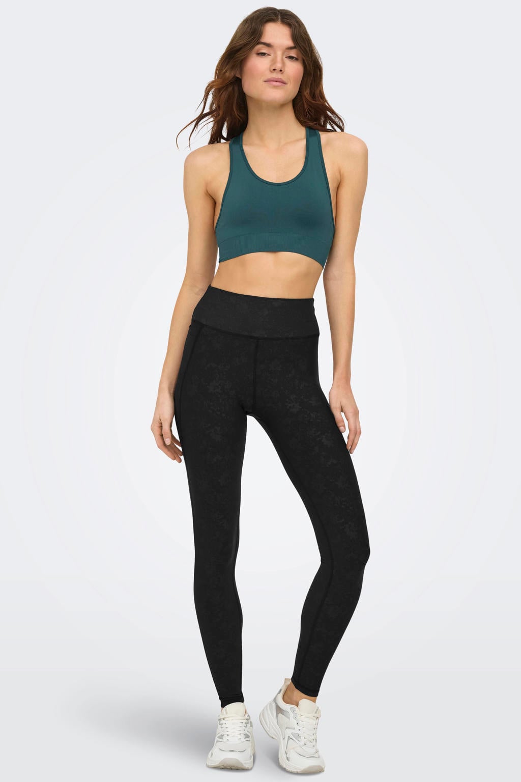 Zwarte dames ONLY PLAY sportlegging ONPJAM van polyester met slim fit en regular waist