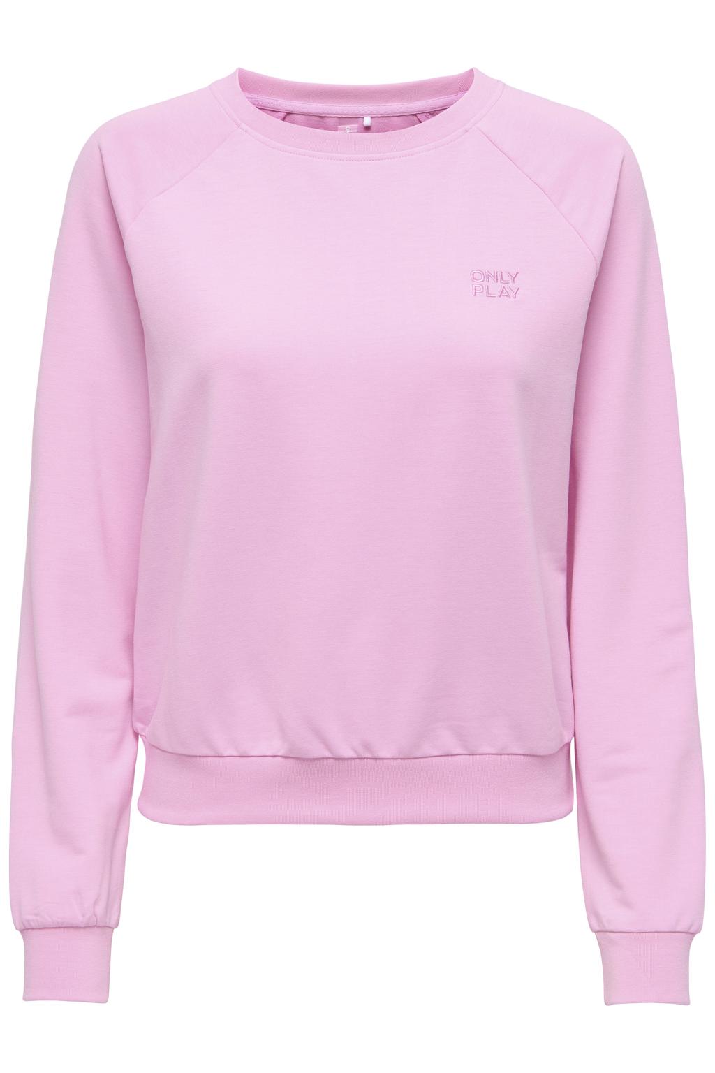 Lichtroze dames ONLY PLAY sportsweater van polyester met lange mouwen en ronde hals