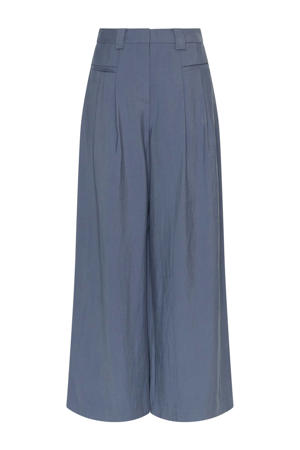 wide leg high waist broek donkerblauw