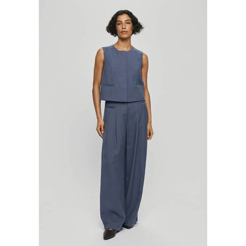 MSCH Copenhagen wide leg high waist broek donkerblauw afbeelding