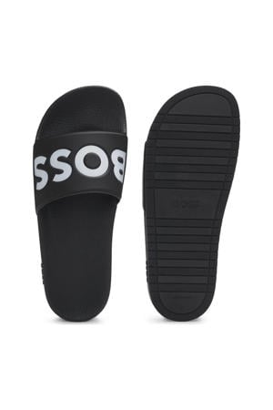 slippers zwart/wit