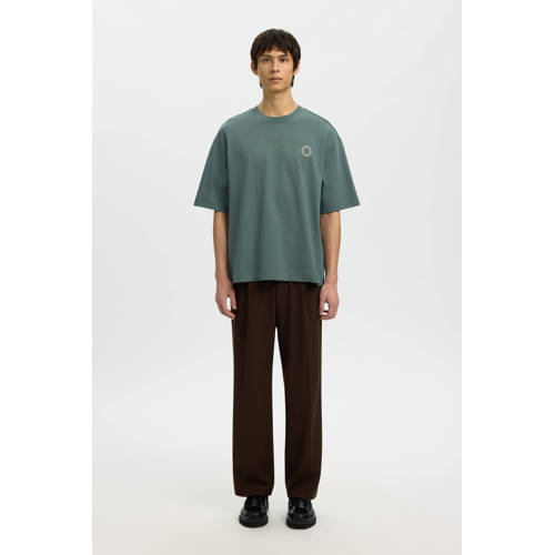 SELECTED HOMME oversized T-shirt gebreid groen afbeelding